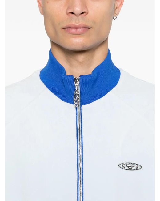 Casablanca Blue Velour Zip Track Jacket for men