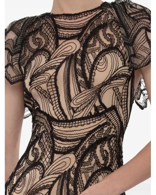 Gemy Maalouf White Open-Back Lace-Embroidered Dress