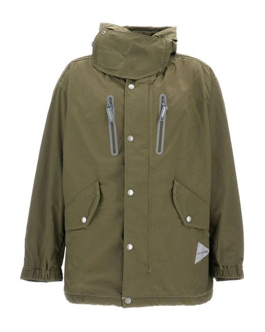 And Wander Green Reflective Hooded Jacket
