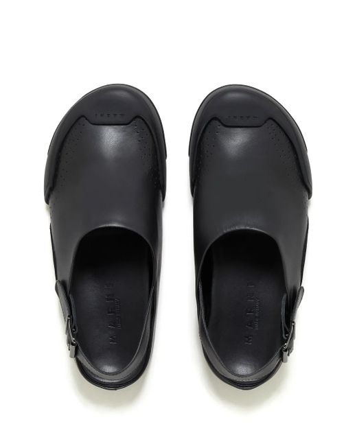 Marni Black Dada Sabot Slingback Leather Sandals for men