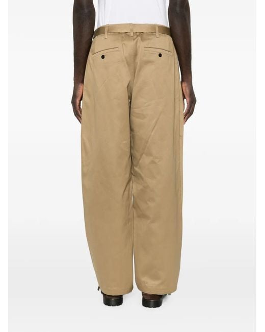 Sacai Natural Belted Pleated Trousers for men