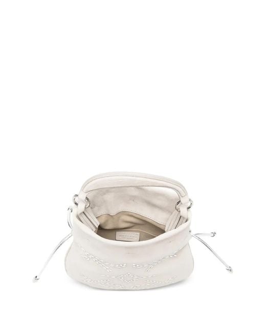 Orciani White Appliqué Drawstring Tote Bag