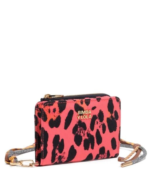 Bimba Y Lola レオパード ジップ 財布 Red