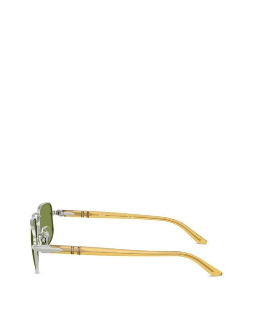 Persol Green Rectangle-Frame Metal Sunglasses