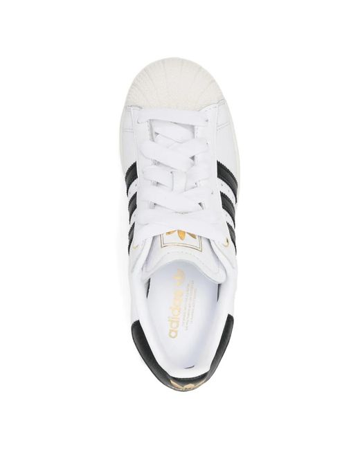 Adidas White Baskets Superstar Ii À Rayures