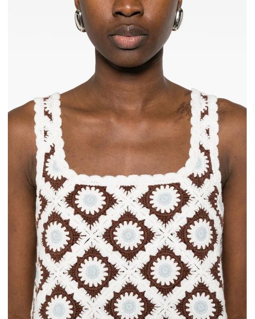 Maje White Floral-Embroidered Crochet Top