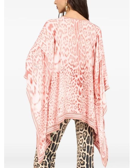 Roberto Cavalli Pink Leopard-Print Kaftan