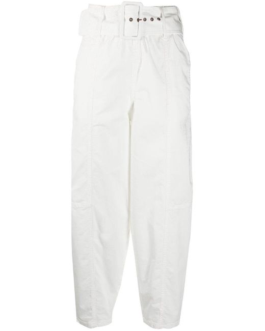 See By Chloé White High-waist Belted Tapered Trousers