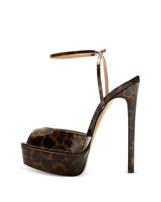 Casadei White Flora Leopard-Print Platform Sandals