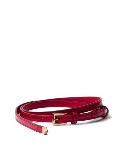 Prada Red Buckle Leather Belt