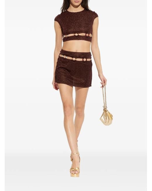 Oseree Brown Ring Cut-Out Top