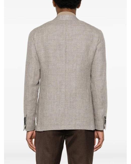 Canali Gray Notched-Lapel Single-Breasted Blazer for men