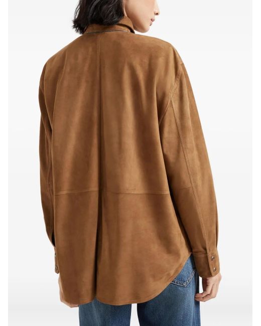 Brunello Cucinelli Leren Blouse in het Brown