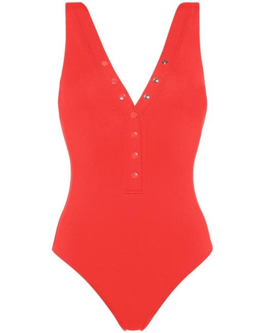 Eres Red Icône V-Neck Swimsuit