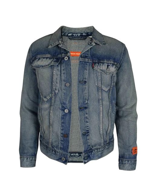 Heron Preston Blue Vintage Denim Trucker Jacket for men