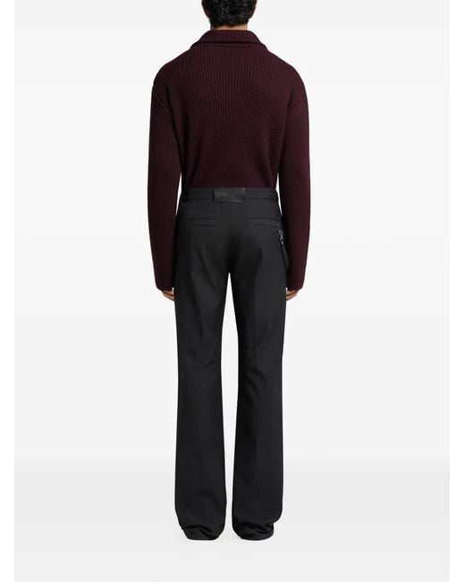 Courreges Red Ribbed-Knit Zip-Up Sweater for men