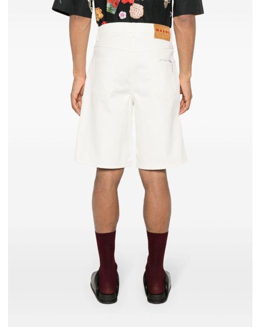 Short en jean à logo brodé Marni pour homme en coloris White