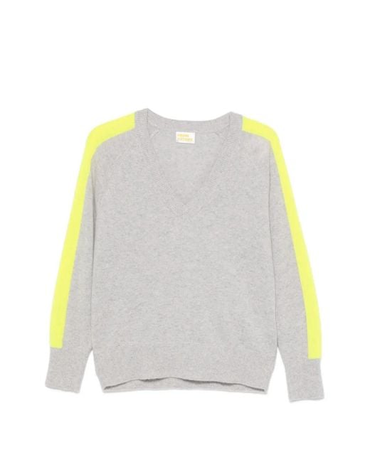 From Future Gray Side-Stripe V-Neck Sweater