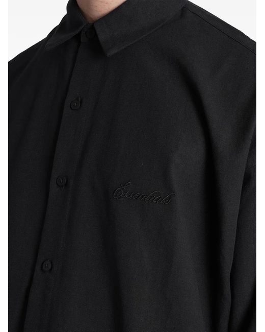 Fear Of God Black Logo-Embroidered Long-Sleeve Shirt for men
