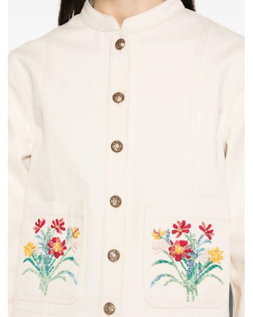 Valentino Garavani White Floral-Embroidered Jacket