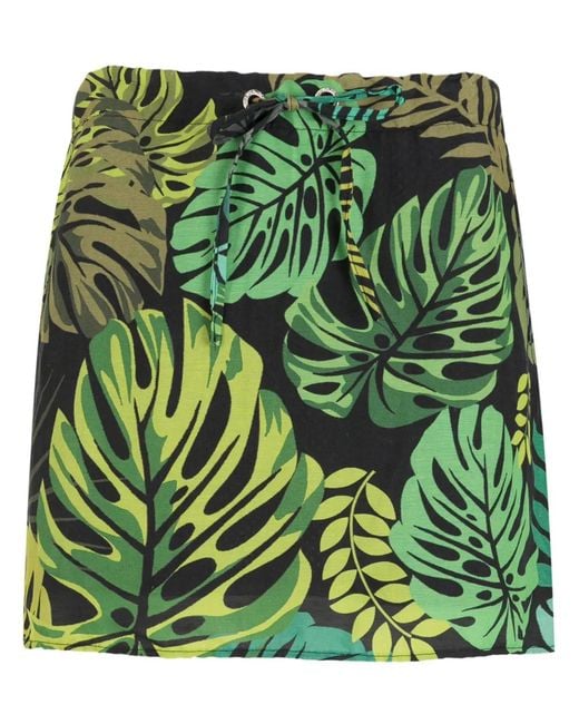 Amir Slama Green Tropical Print Skirt