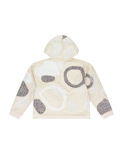 Who Decides War White Tweed Patchwork Hoodie for men