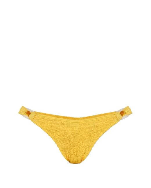 Bondeye Yellow Ring-Detail Crinkle-Effect Bikini