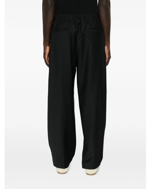 Myths Black Pleated-Front Straight-Leg Trousers for men