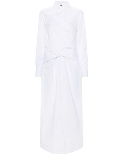 Robe-chemise en popeline à détail de nœud Fabiana Filippi en coloris White
