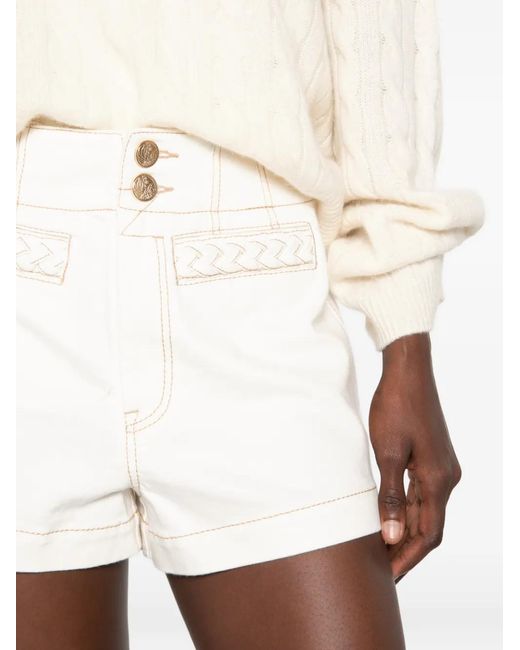 Zimmermann White Roselight Braided-Trim Shorts