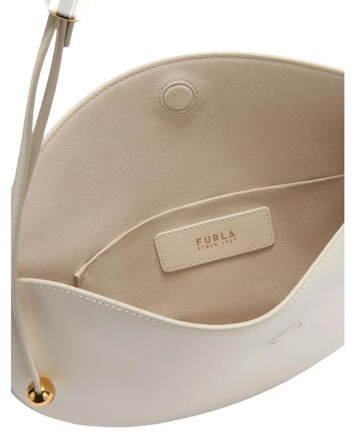 Furla White Kleine Moonstone Schultertasche mit verstellbarem Riemen