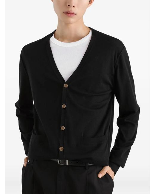Dolce & Gabbana Black V-Neck Buttoned Cardigan for men