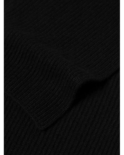 Sunspel Black Ribbed-Knit Scarf for men