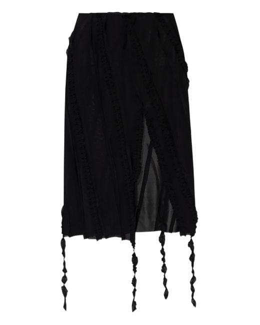 Blumarine Black Ruched Midi Skirt