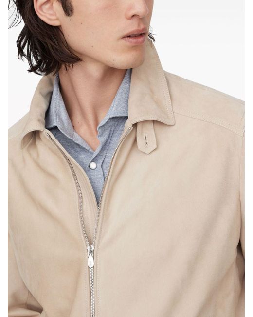Brunello Cucinelli Natural Neutral Long-sleeve Suede Jacket - Men's - Leather for men