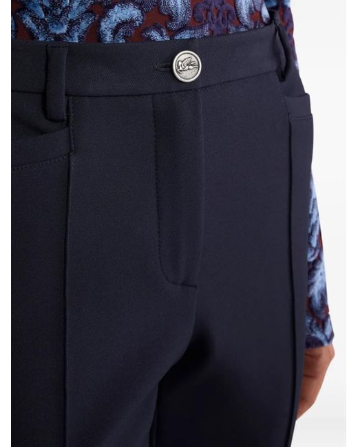 Etro Blue Button-Fastening Flared Trousers
