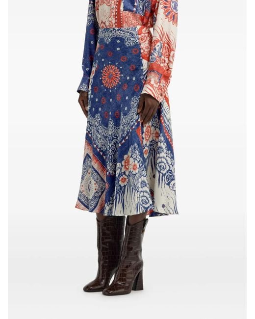 Roberto Cavalli Blue Midirock mit Bandana-Print