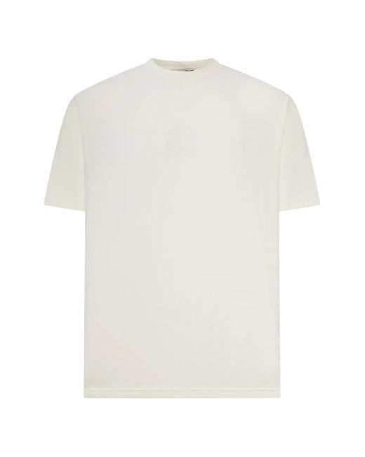 Stone Island White Logo Cotton T-Shirt for men