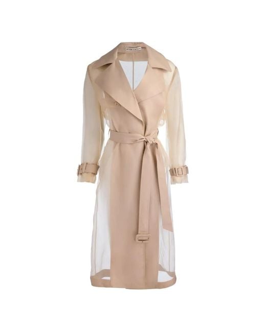 Alice + Olivia Natural Silvia Sheer Belted Trench Coat