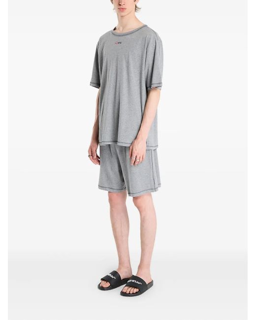DIESEL Gray Set-Adam-D-Core Logo-Print Pyjama Set for men