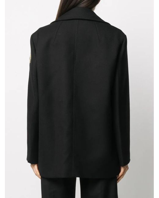 Patou Black Virgin Wool Double Breasted Coat
