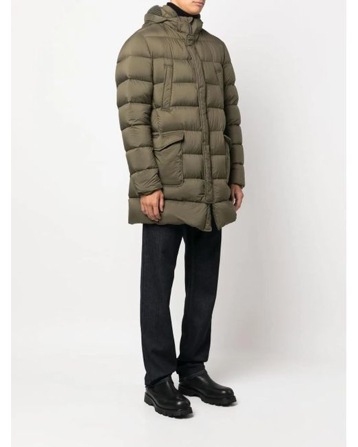 Herno Green Padded Hooded Down Coat for men