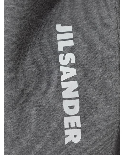 Jil Sander Gray Logo-Print Drawstring Hoodie