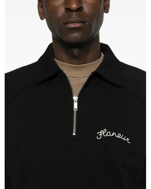 flâneur Black Signature Half-Zip Sweatshirt for men
