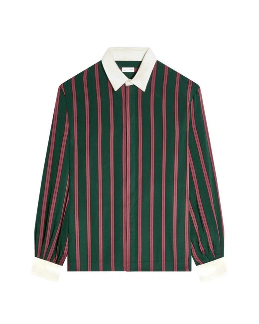 Dries Van Noten Green Striped Shirt for men
