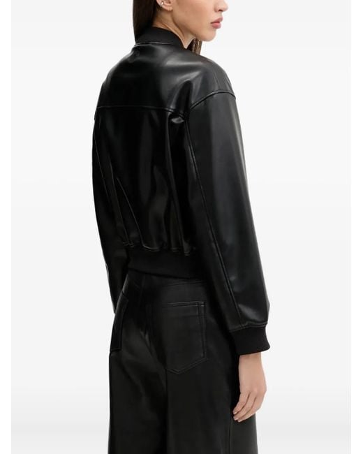 HUGO Black Zip-Front Ribbed-Cuff Jacket