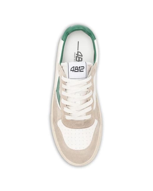4b12 White Hyper Panelled Sneakers for men