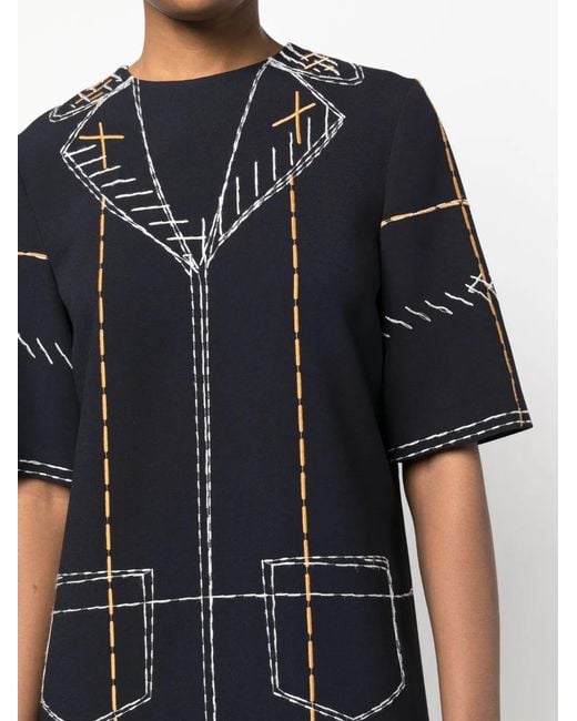 Moschino Black Contrast-Stitch Graphic Shift Dress