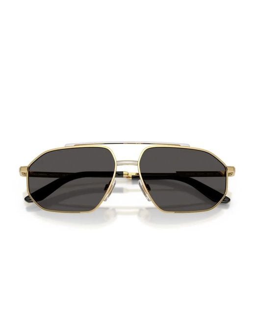 Dolce & Gabbana Gray Geometric-Frame Double-Bridge Sunglasses for men
