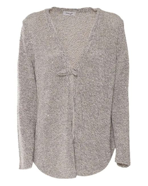 Kangra Gray Sequin-Embellished Cardigan